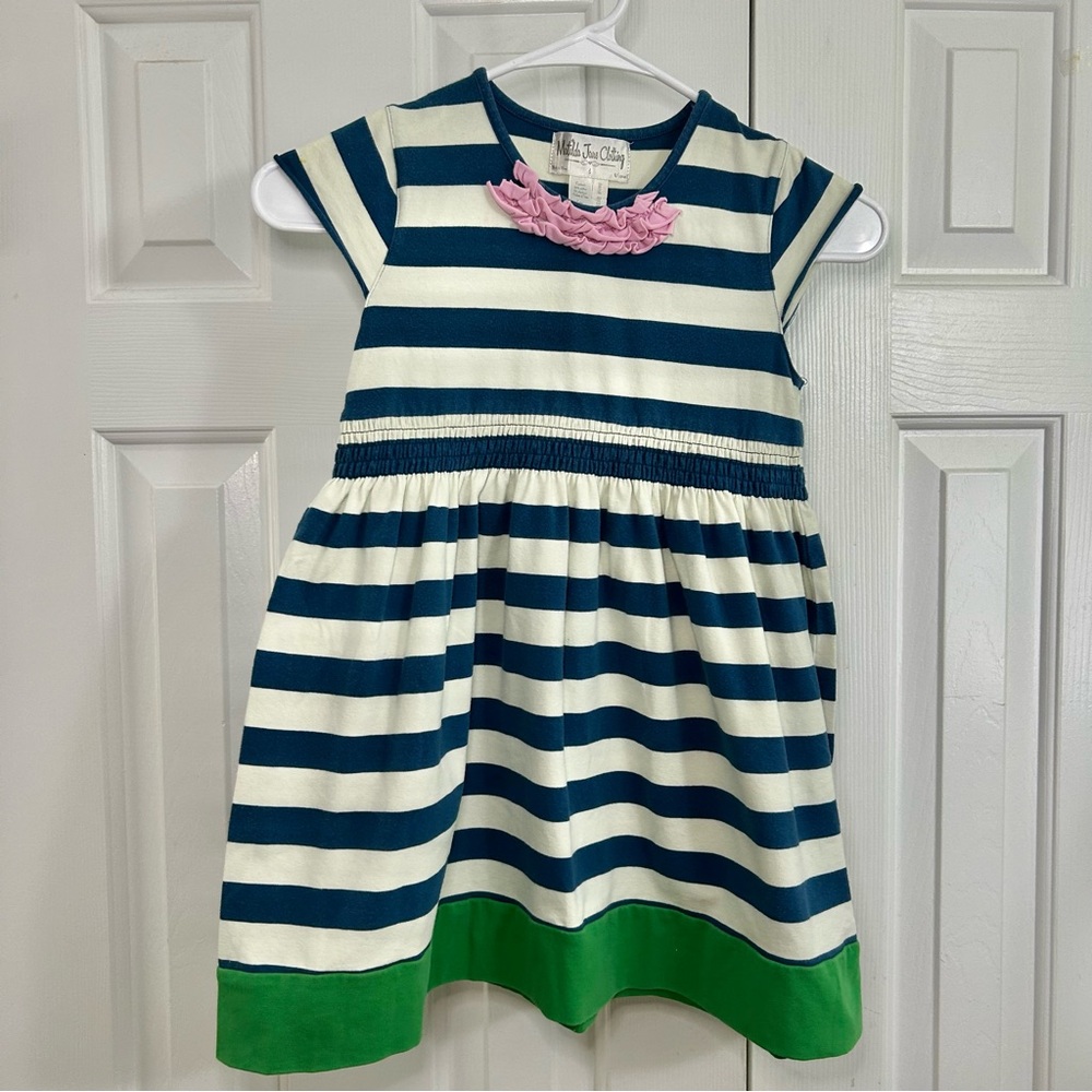 Matilda Jane Good Hart The Crew Blue and White A-Line Casual Dress Sz 6